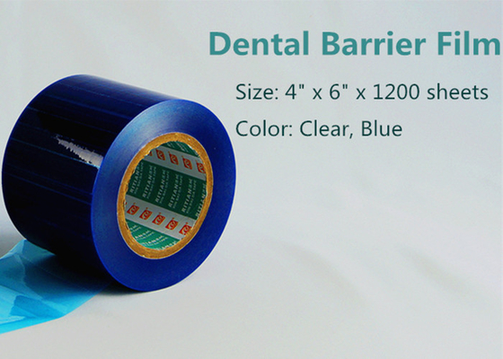 4&quot;” logotipo modificado para requisitos particulares película dental perforada azul de la barrera del rollo ×6